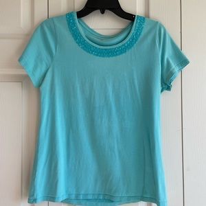 Coldwater Creek T-shirt with sequin collar trim